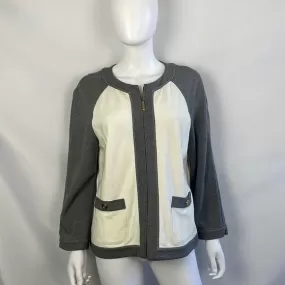 StJohnCream Gray Color Block Zip Jacket