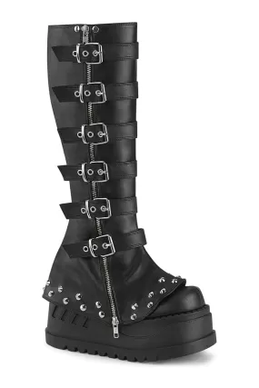 STOMP-223 Black Vegan Leather Knee Boot