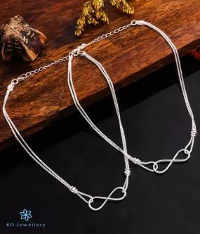 The Infinity Chain Silver Anklets