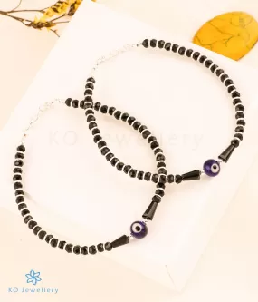 The Jisha Silver Blackbead Evileye Anklets