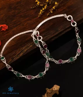 The Ujjvala Silver Gemstone Anklets