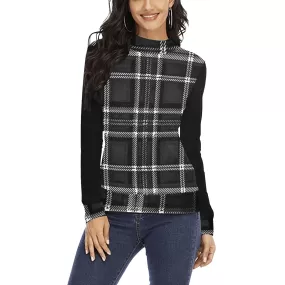 TRP Twisted Patterns 06: Digital Plaid 01-06A Ladies Designer Mock Neck Sweatshirt