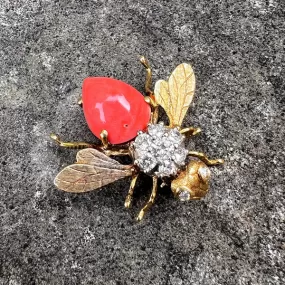 Vintage Coral Bee Pin