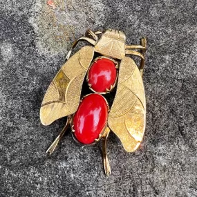 Vintage Coral Bee Pin