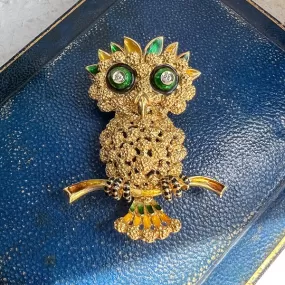 Vintage Enamel Owl Pin