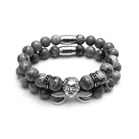 White Gold Lion & Grey Stones Set